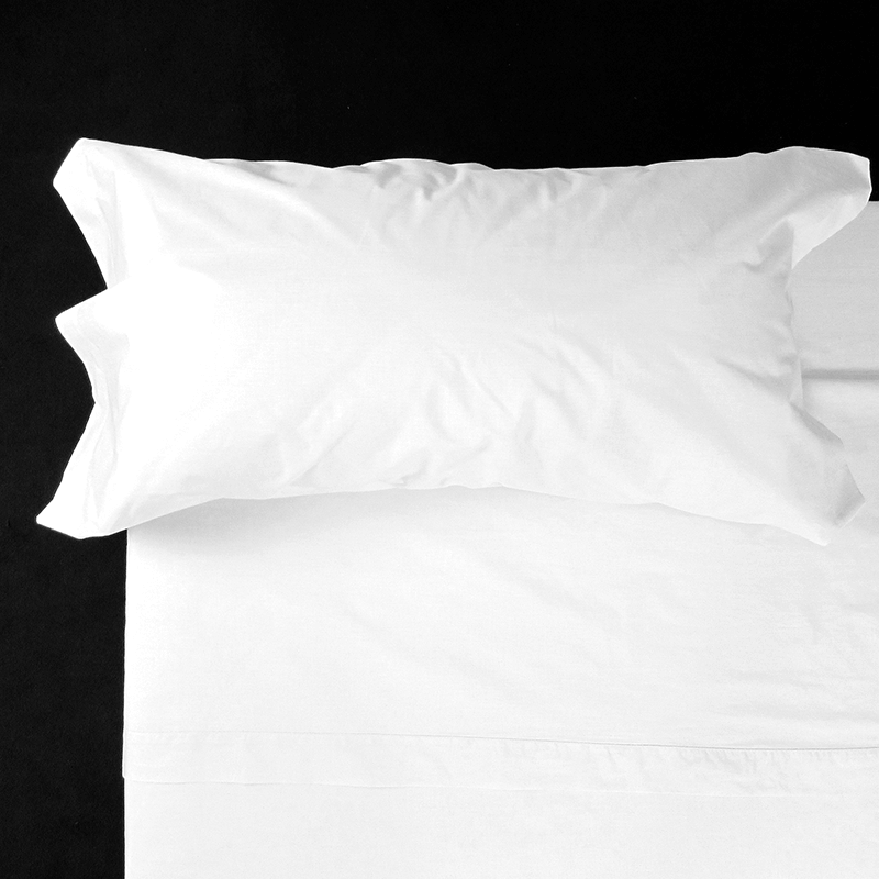 Juego de sábanas blancas de percal 100% para cama de 180 cm 4pz